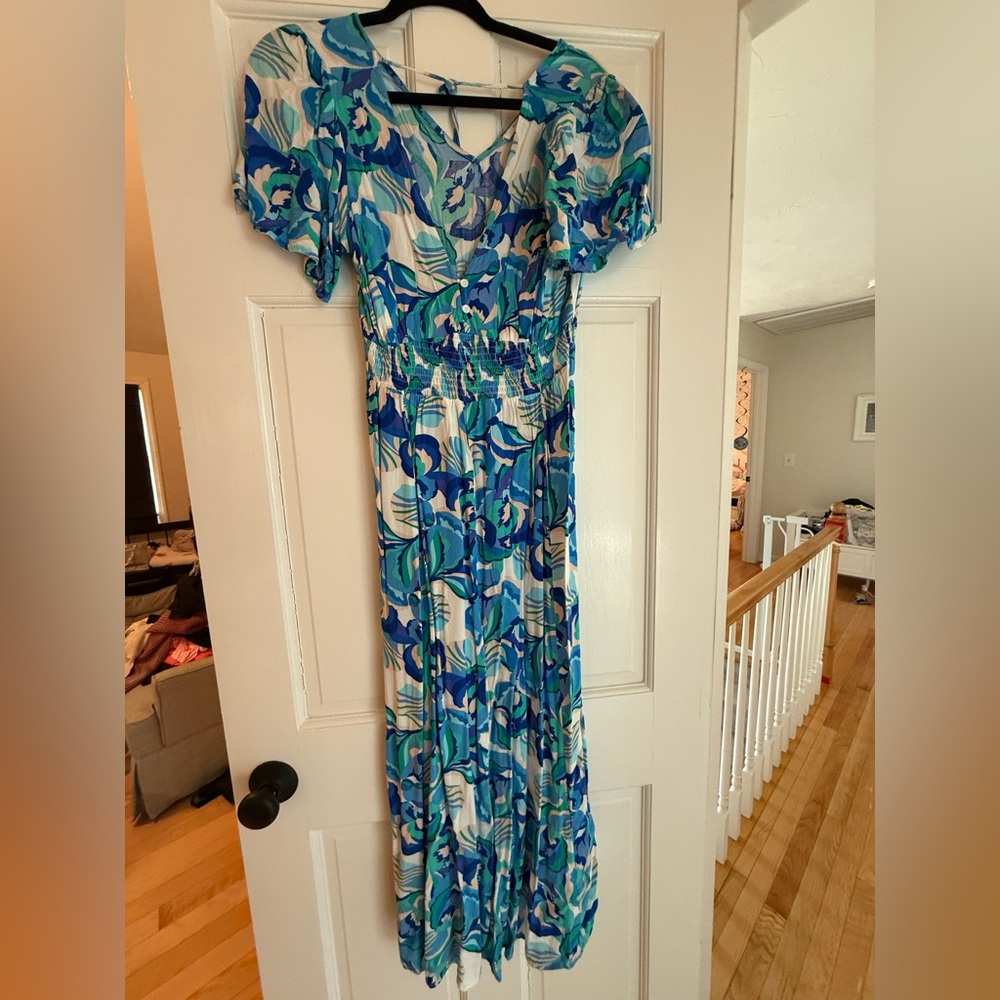 Floral Blue and Green Women's Dress